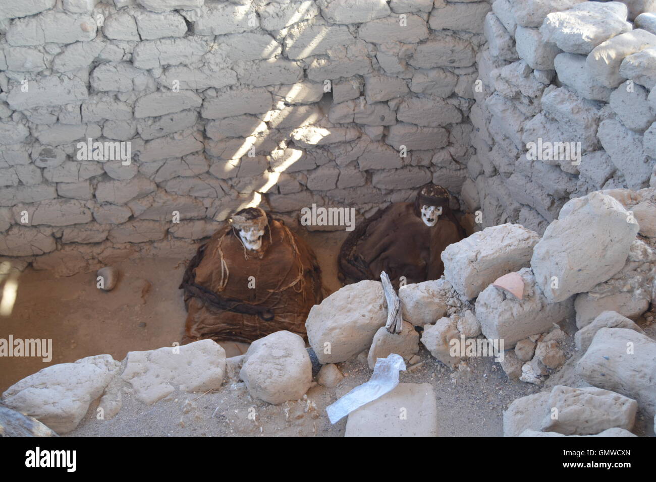 Chauchilla Friedhof, Nazca Begräbnis, Nazca, Peru Stockfoto