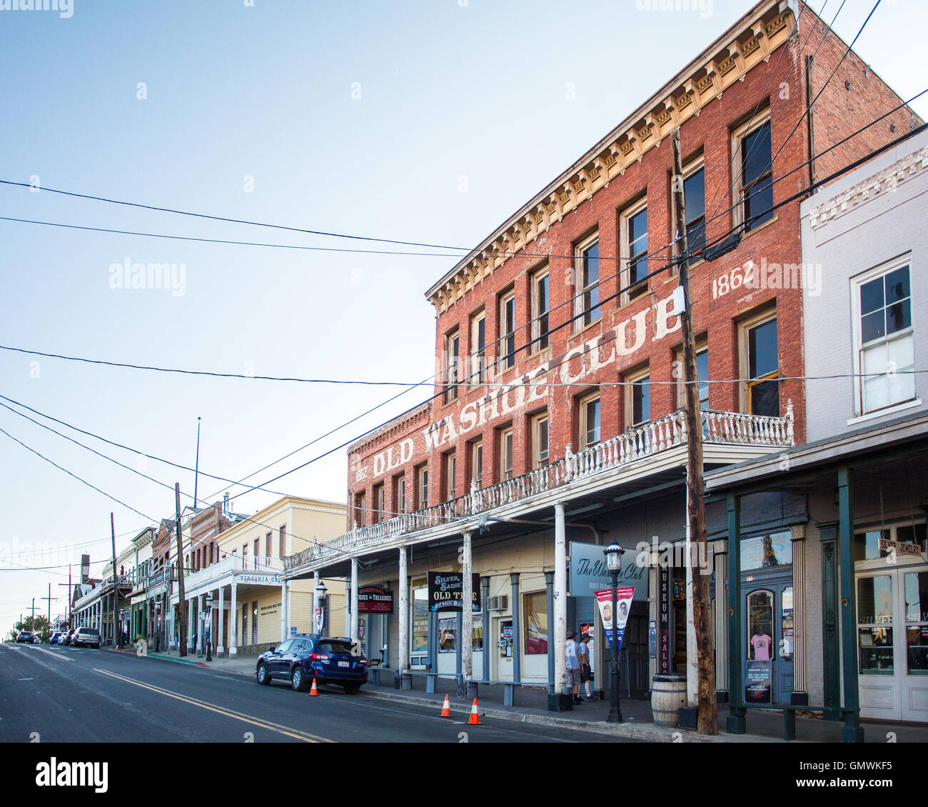VIRGINIA CITY, NEVADA - 6. August 2016: Ansicht historischen westlichen Bergbaustadt und bemerkenswerte touristische Lage, Virginia City. Stockfoto