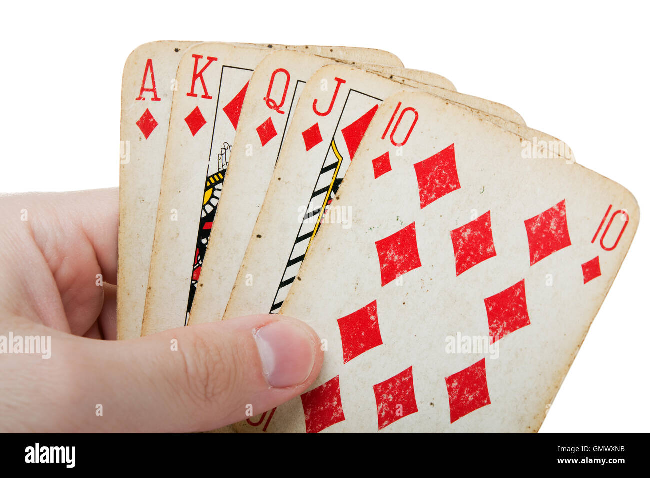 Poker Glücksspiel Royal flush Stockfoto