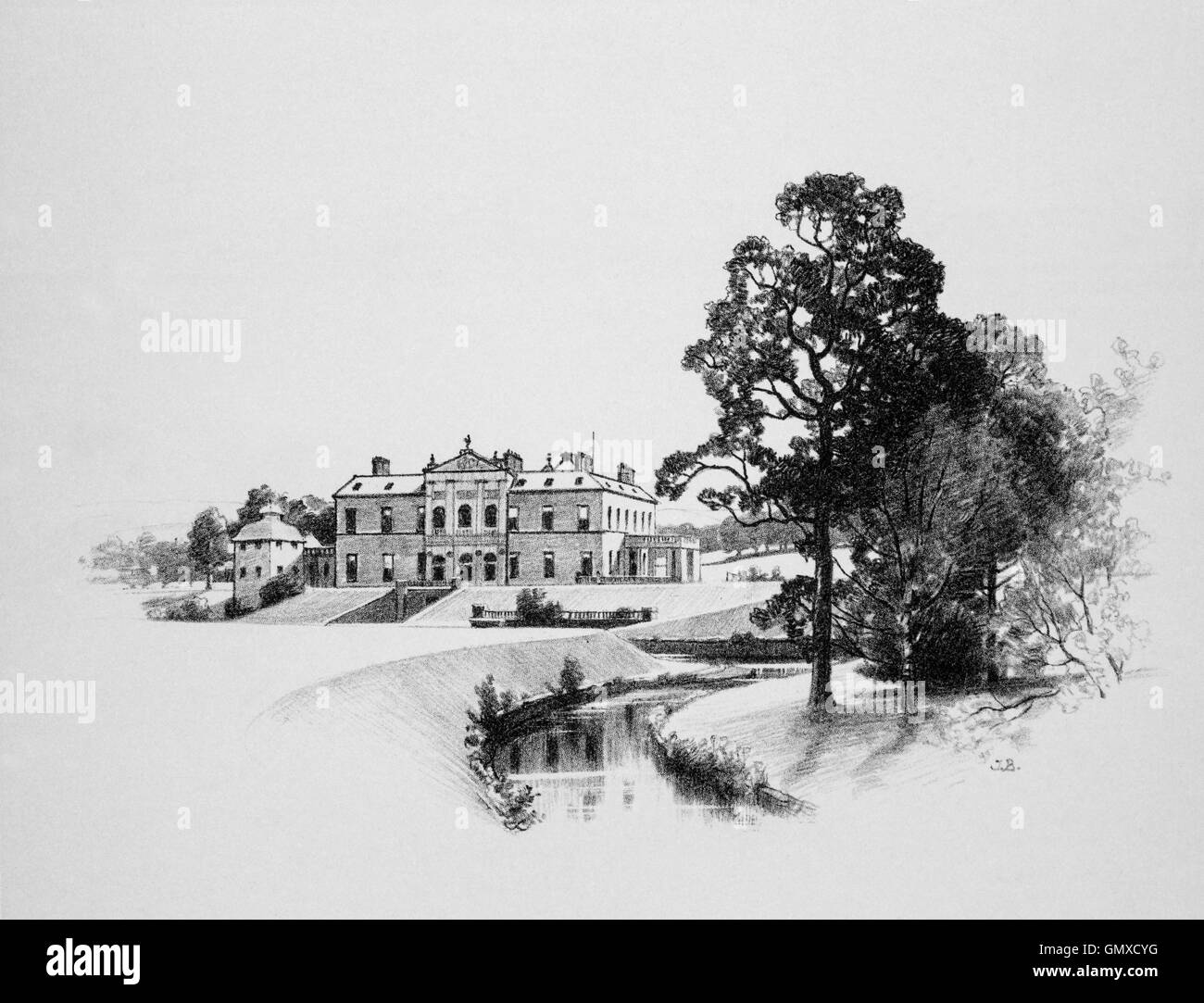 Yester House, einer frühen 18. Jahrhundert Herrenhaus in der Nähe von Gifford in East Lothian, Schottland. (Aus "Skizzen in East Lothian" von Thomas B. Blacklock... 1892) Stockfoto