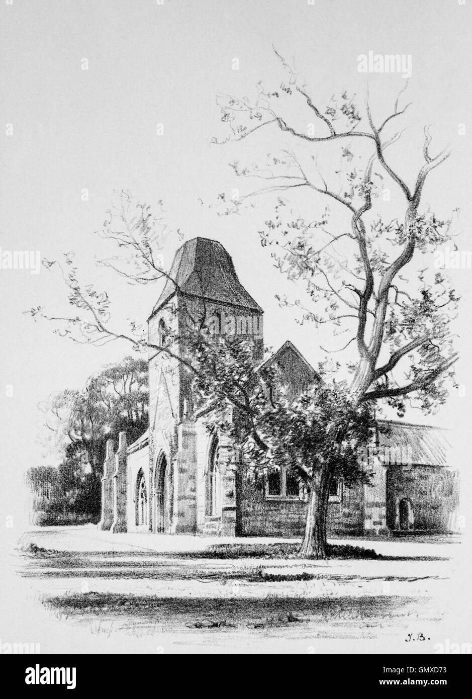 Seton Kapelle wurde im Jahre 1492 Stiftskirche Status erhoben.  Port Seton, East Lothian, Schottland.   (Aus "Skizzen in East Lothian" von Thomas B. Blacklock... 1892) Stockfoto