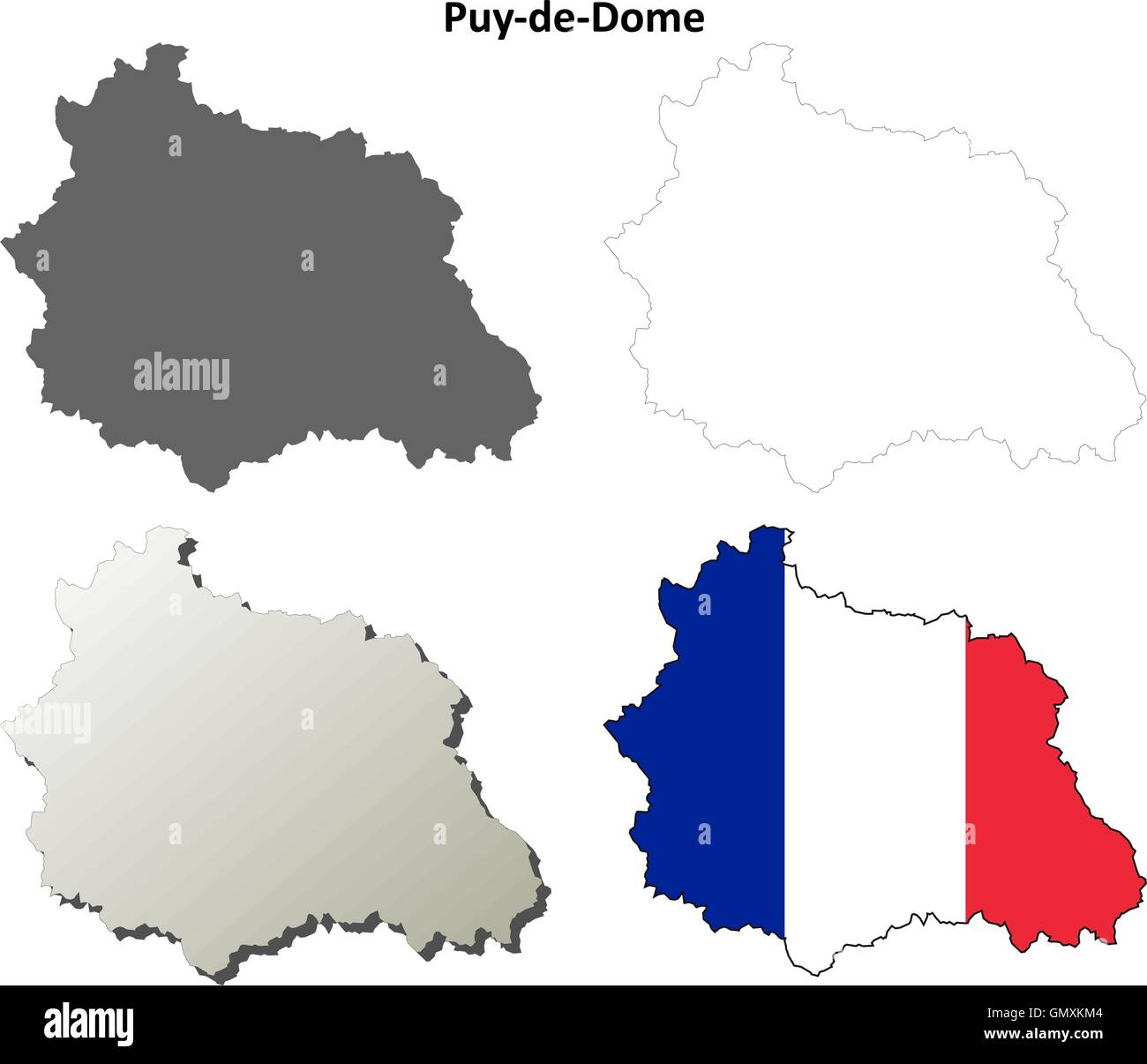 Puy de Dome, Auvergne Umriss Karte gesetzt Stock Vektor