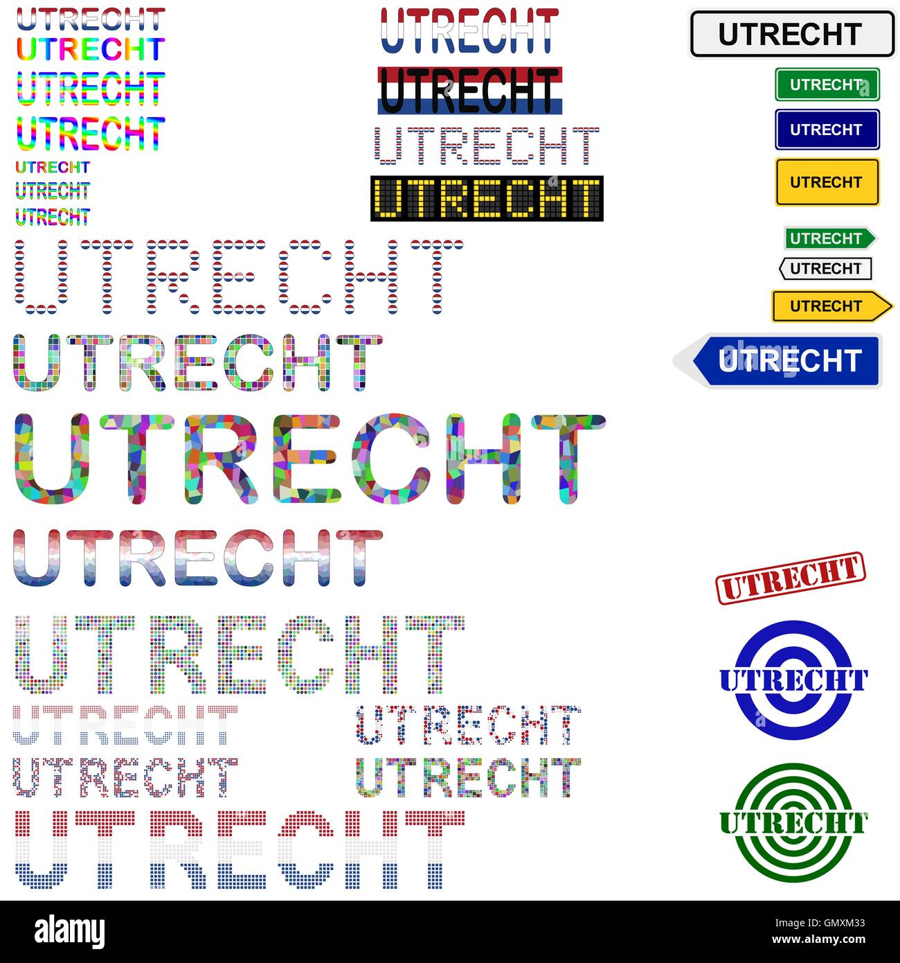 Utrecht Text Design Sets Stock Vektor