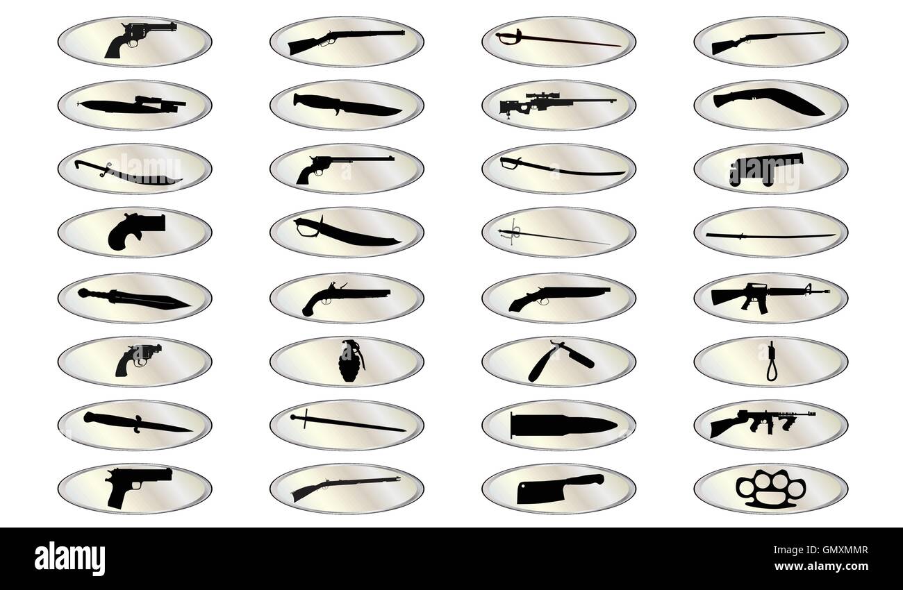 Symbolschaltflächen Waffe Stock Vektor