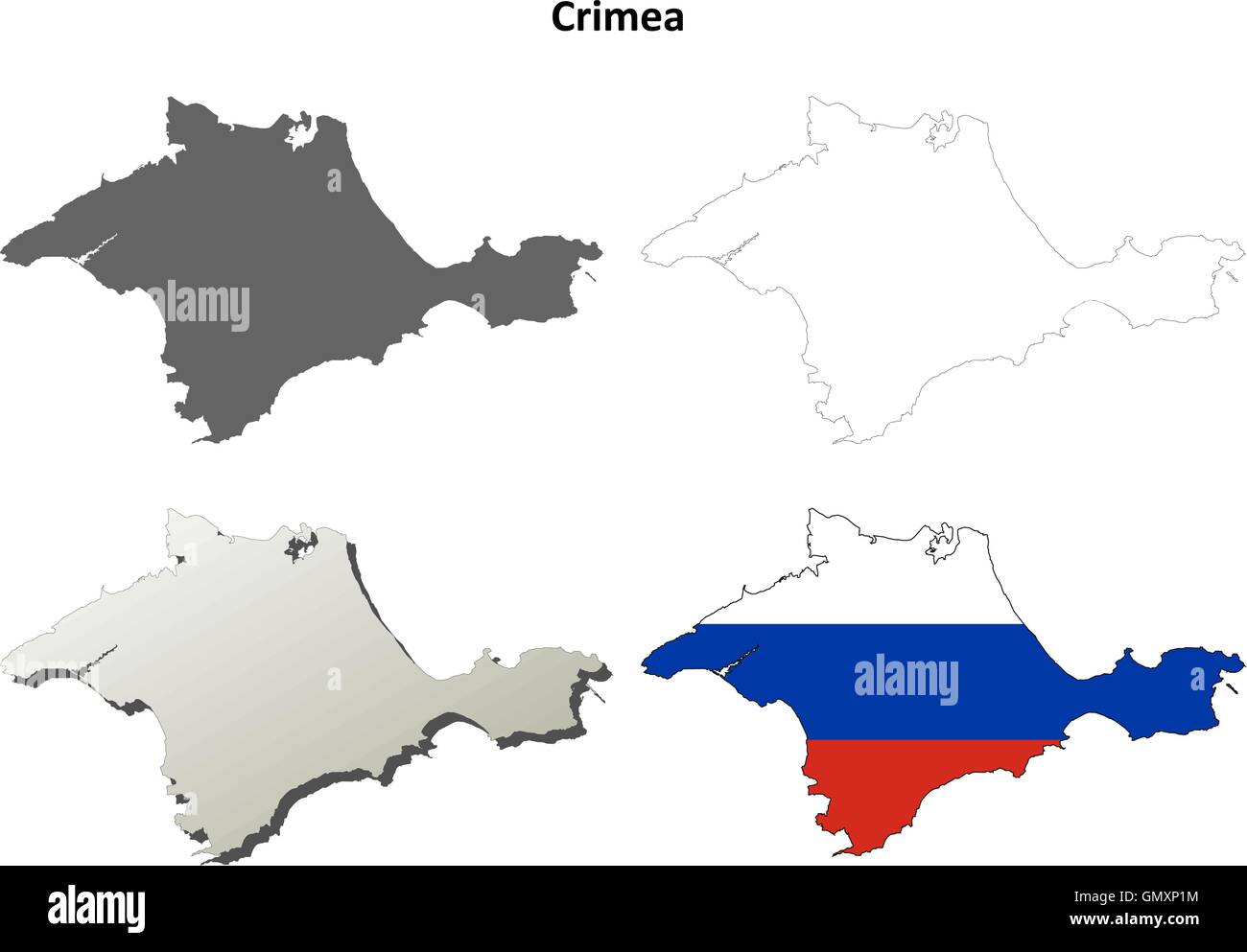 Crimea Umriss Karte Set - russische version Stock Vektor