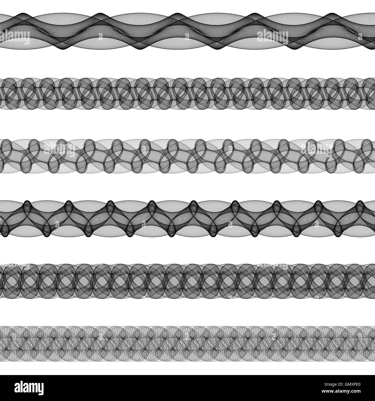 Fraktale Seite Text Trennwand Linie set Stock Vektor