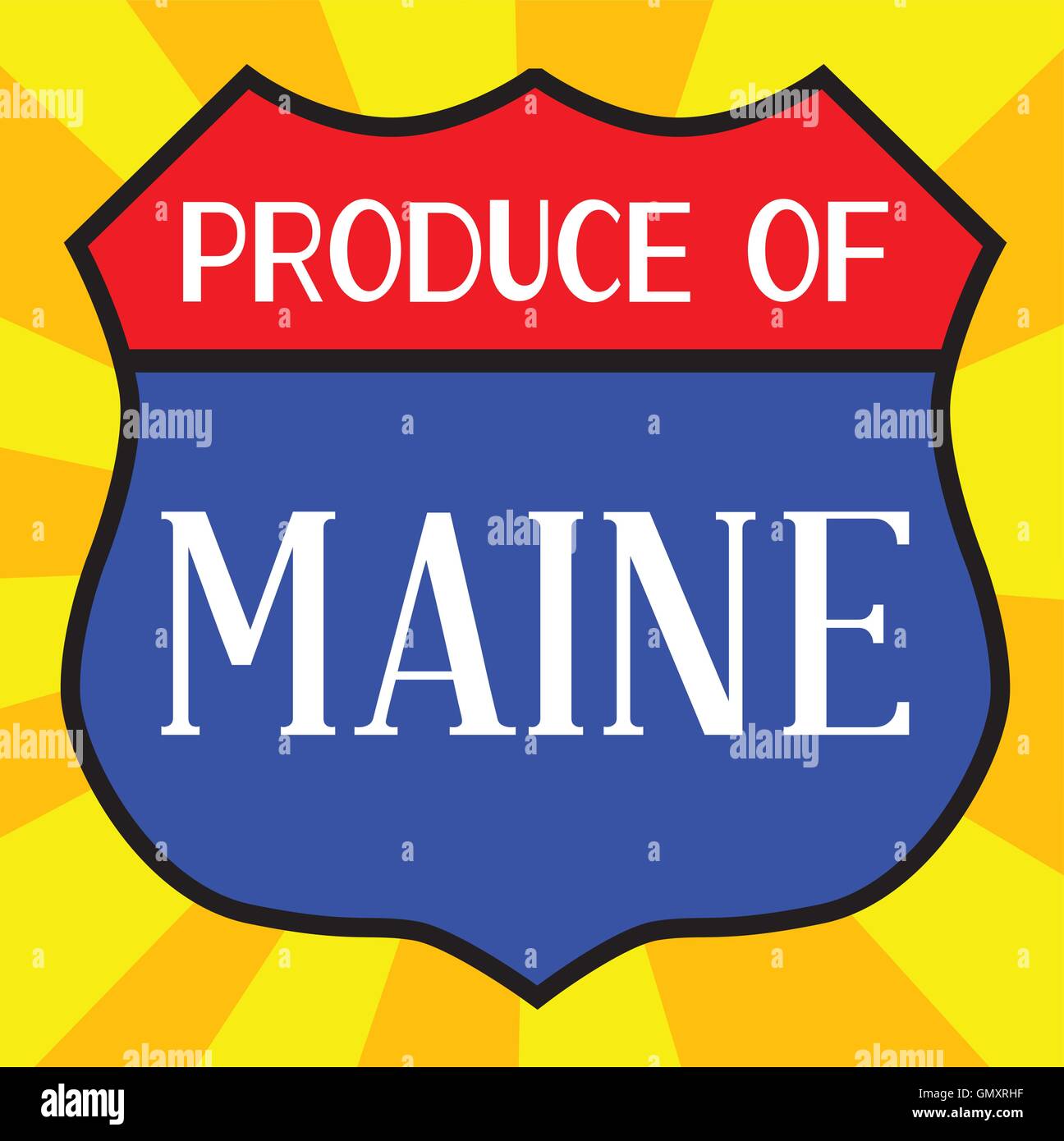 Produzieren von Maine Schild Stock Vektor
