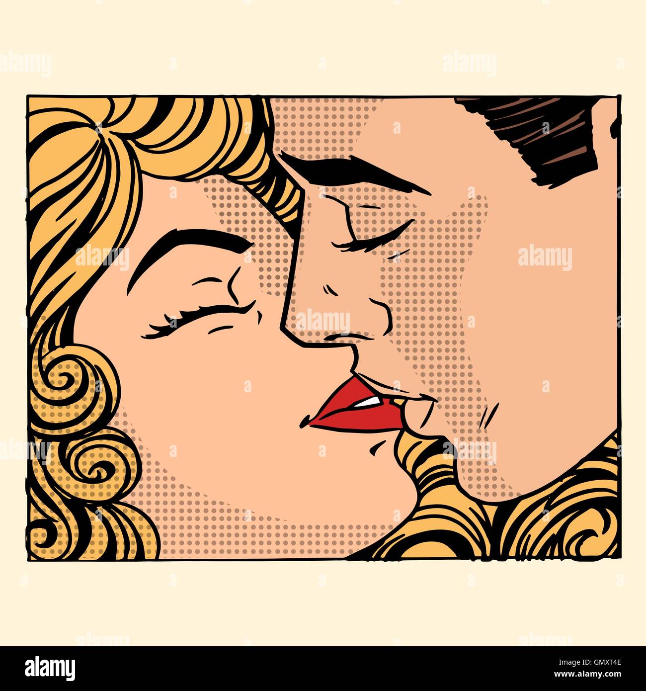 Retro-Kuss Mann und Frau lieben paar Stock Vektor