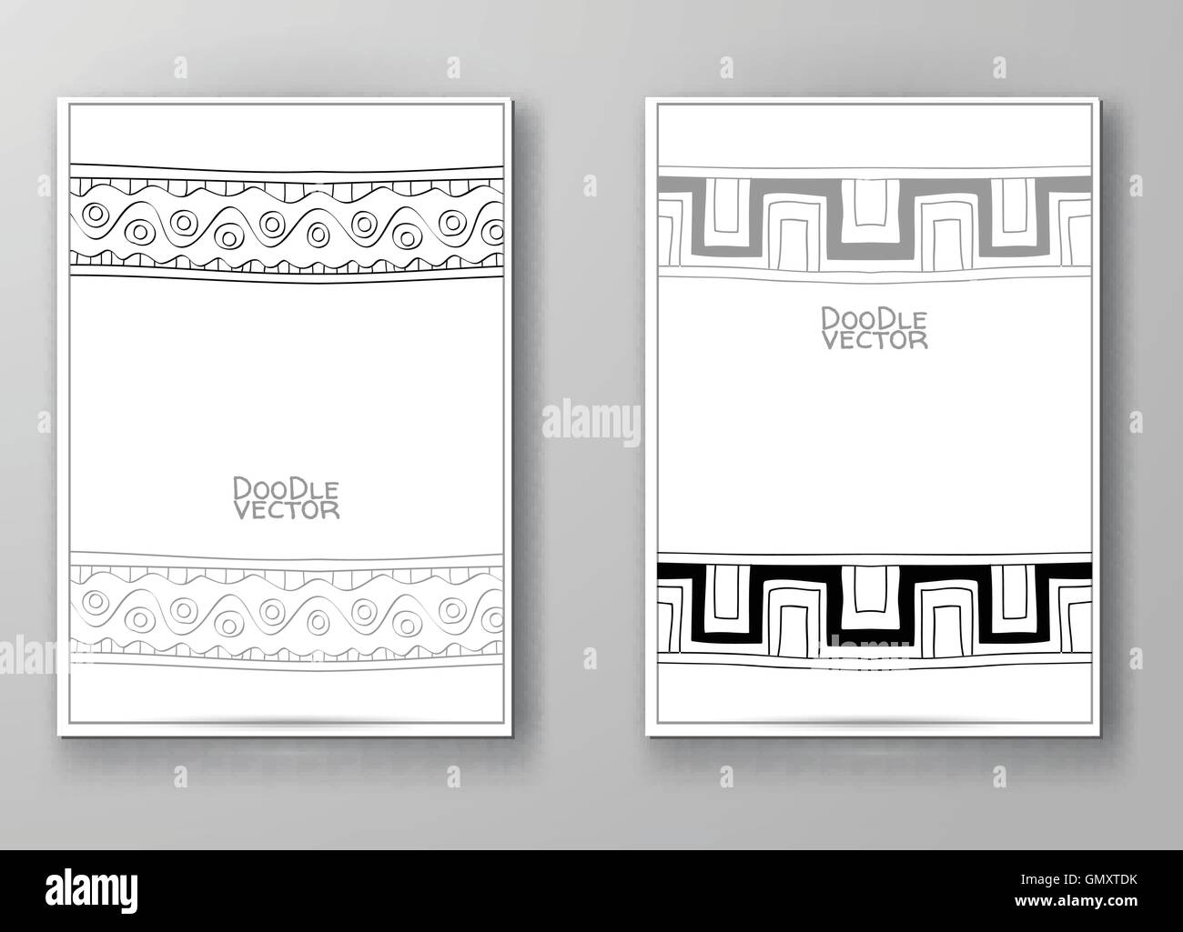 Broschüre mit handgezeichneten Doodle Grenze. Stock Vektor