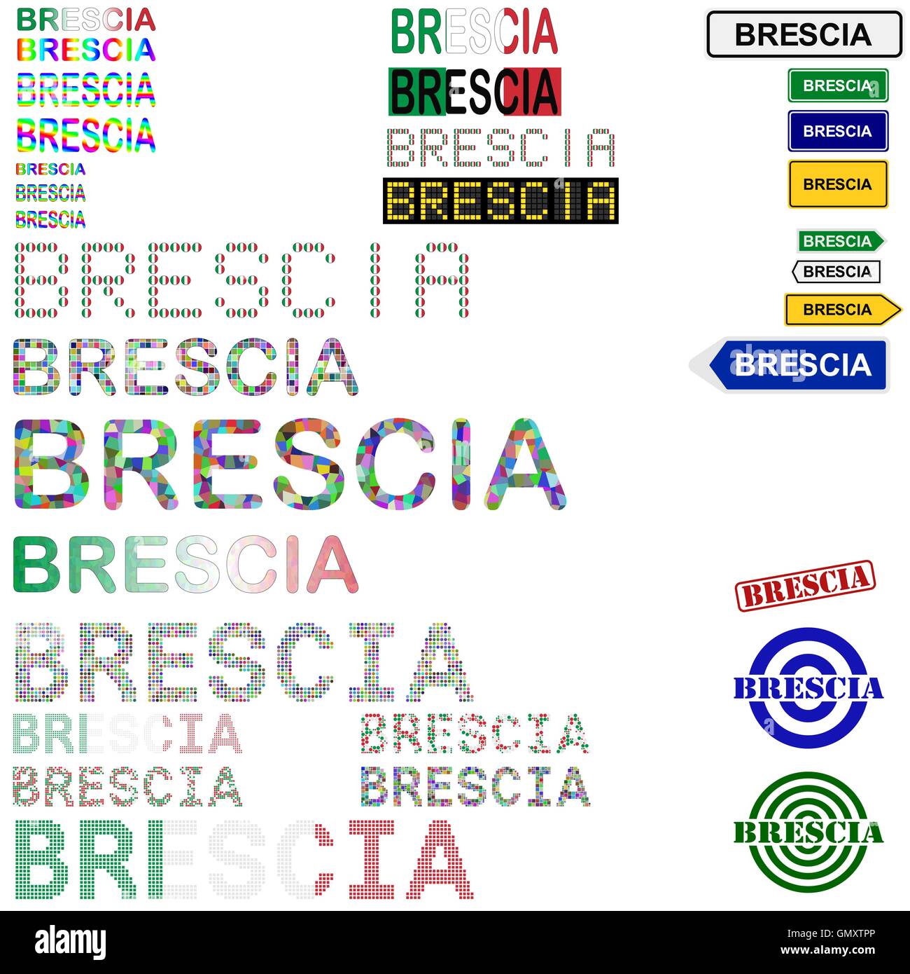 Brescia Text Design Sets Stock Vektor