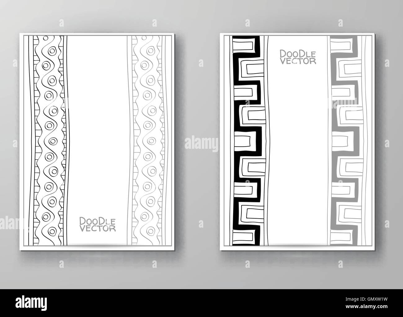 Broschüre mit handgezeichneten Doodle Grenze. Stock Vektor