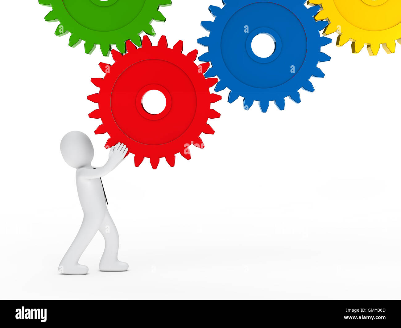 Geschäftsmann bunte mechanische Getriebe Stockfoto Geschäftsmann bunte mechanische Getriebe Stockfoto