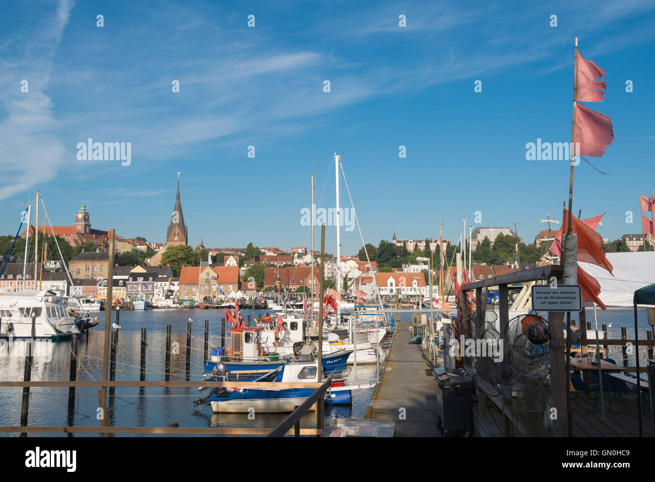 Hafen von Flensburg, am Ende der Flensburger Förde, Grenzstadt nach Dänemark, Ostsee, Schleswig-Holstein, Deutschland, Stockfoto