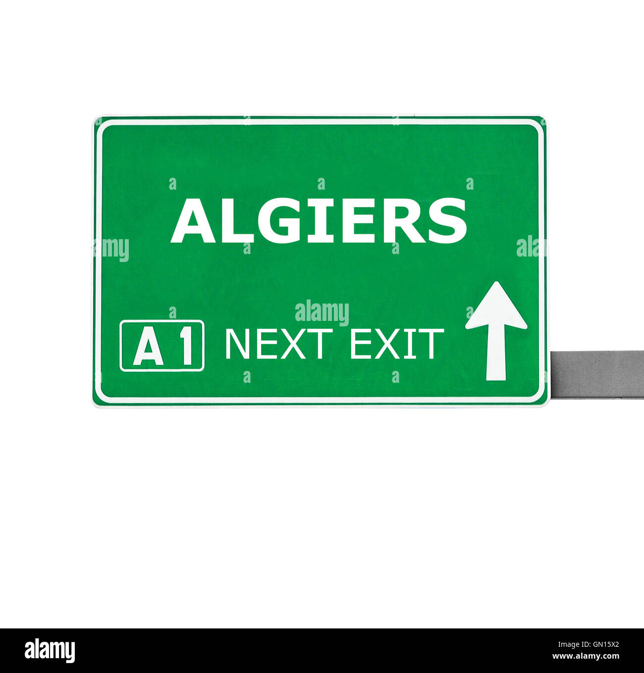 Algier Straßenschild isoliert auf weiss Stockfoto