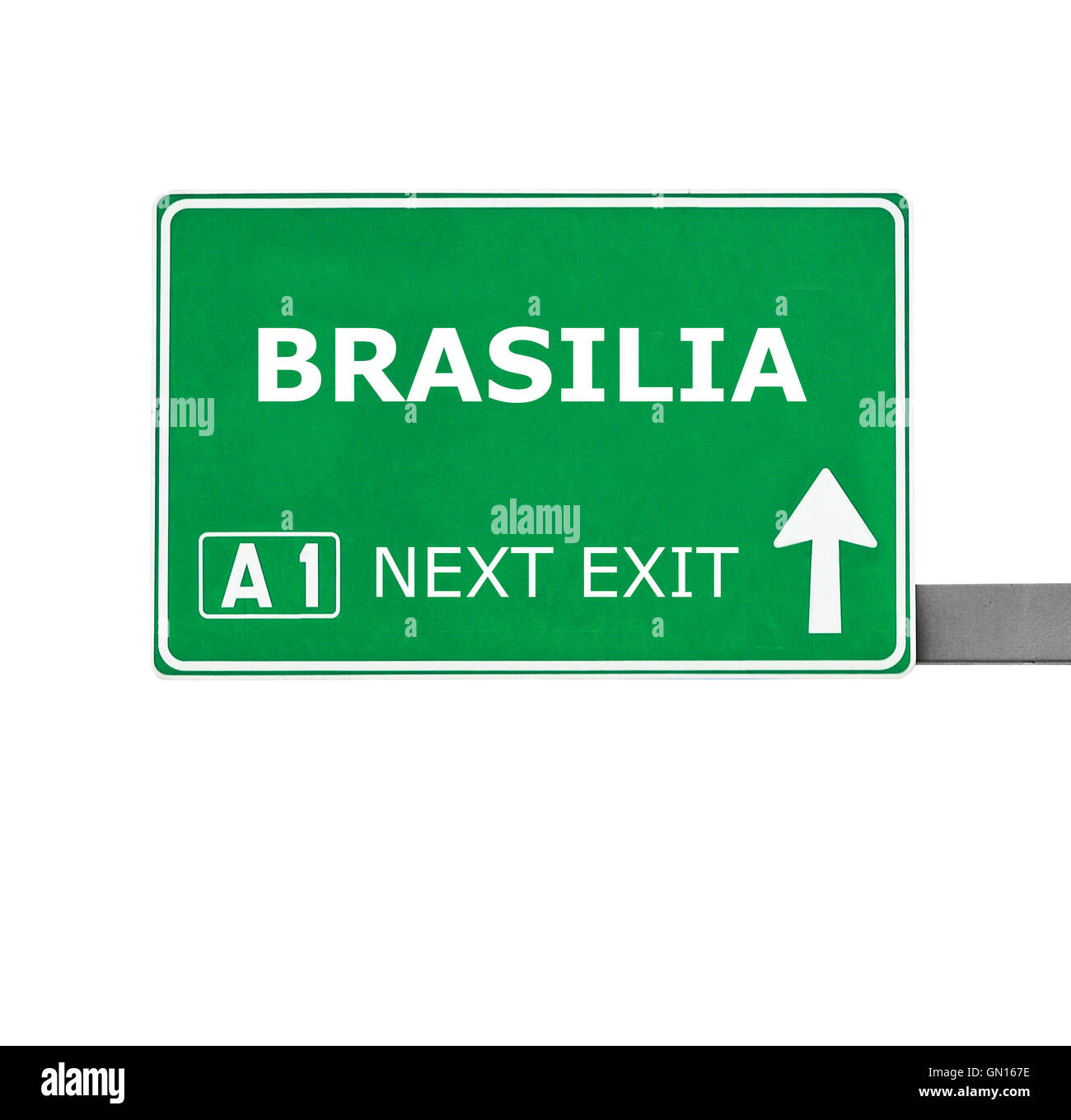 BRASILIA Straßenschild isoliert auf weiss Stockfoto