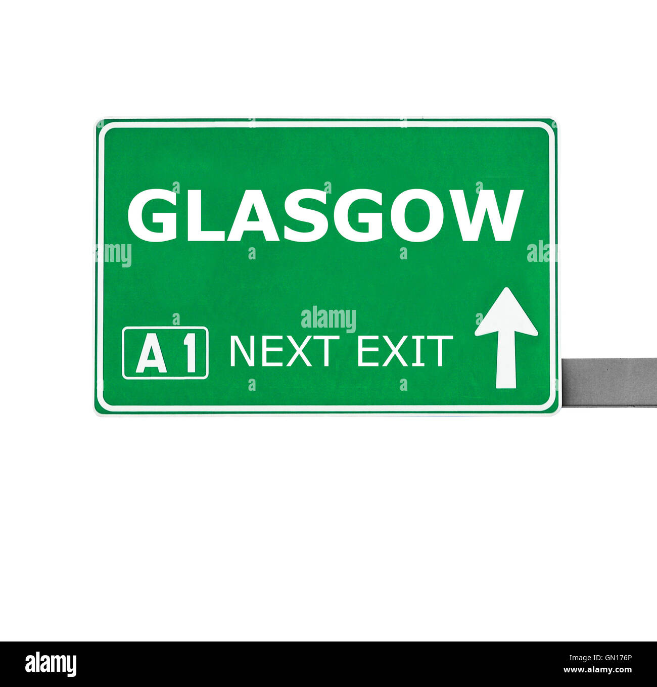 GLASGOW Straßenschild isoliert auf weiss Stockfoto