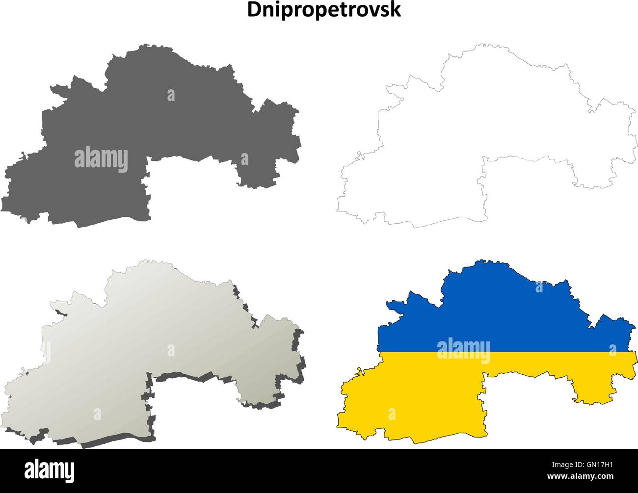 Dnipropetrovsk leere Umriss Karte gesetzt Stock Vektor