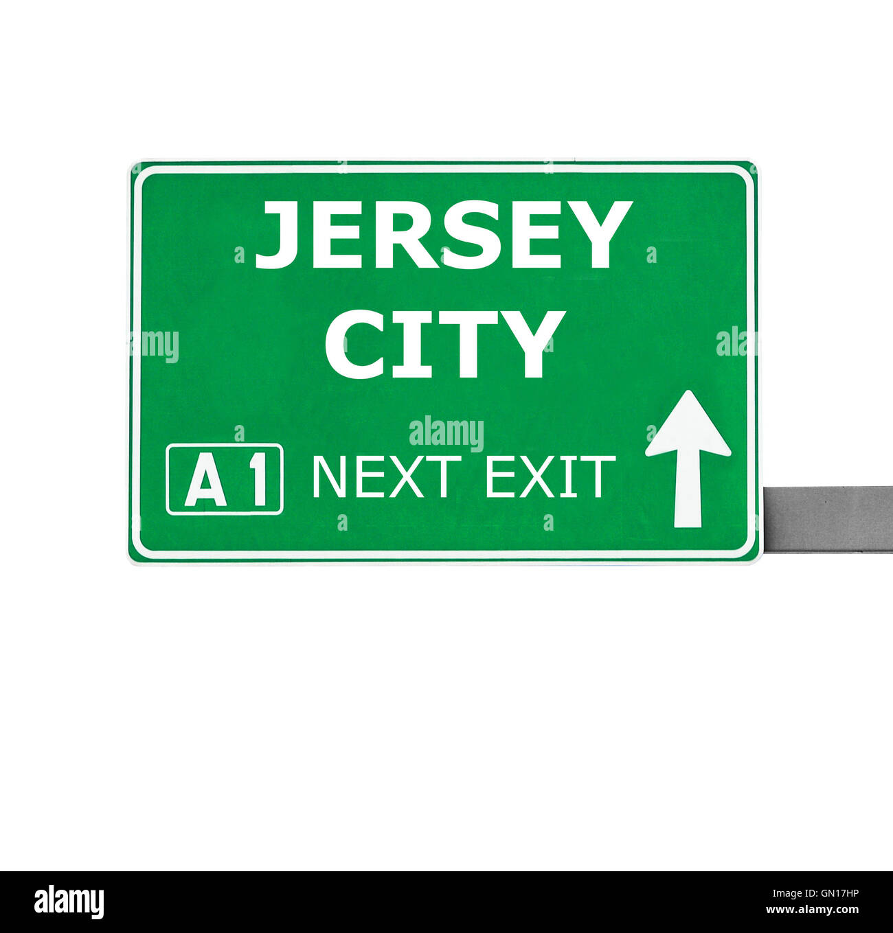 JERSEY CITY Straßenschild isoliert auf weiss Stockfoto