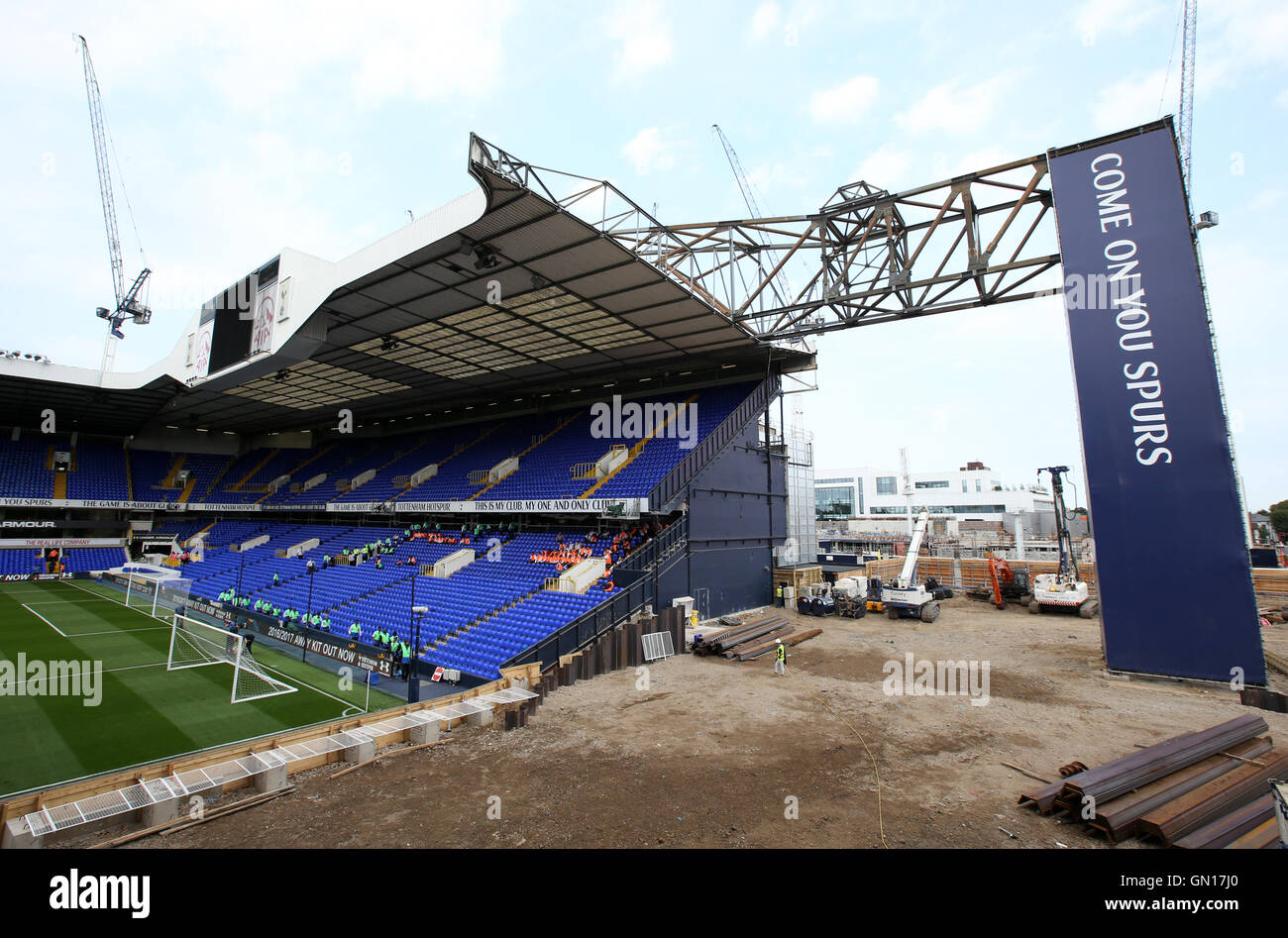 Ein Blick auf den Bau arbeiten an der White Hart Lane, bevor der Premier League match zwischen Tottenham Hotspur und Liverpool. Stockfoto