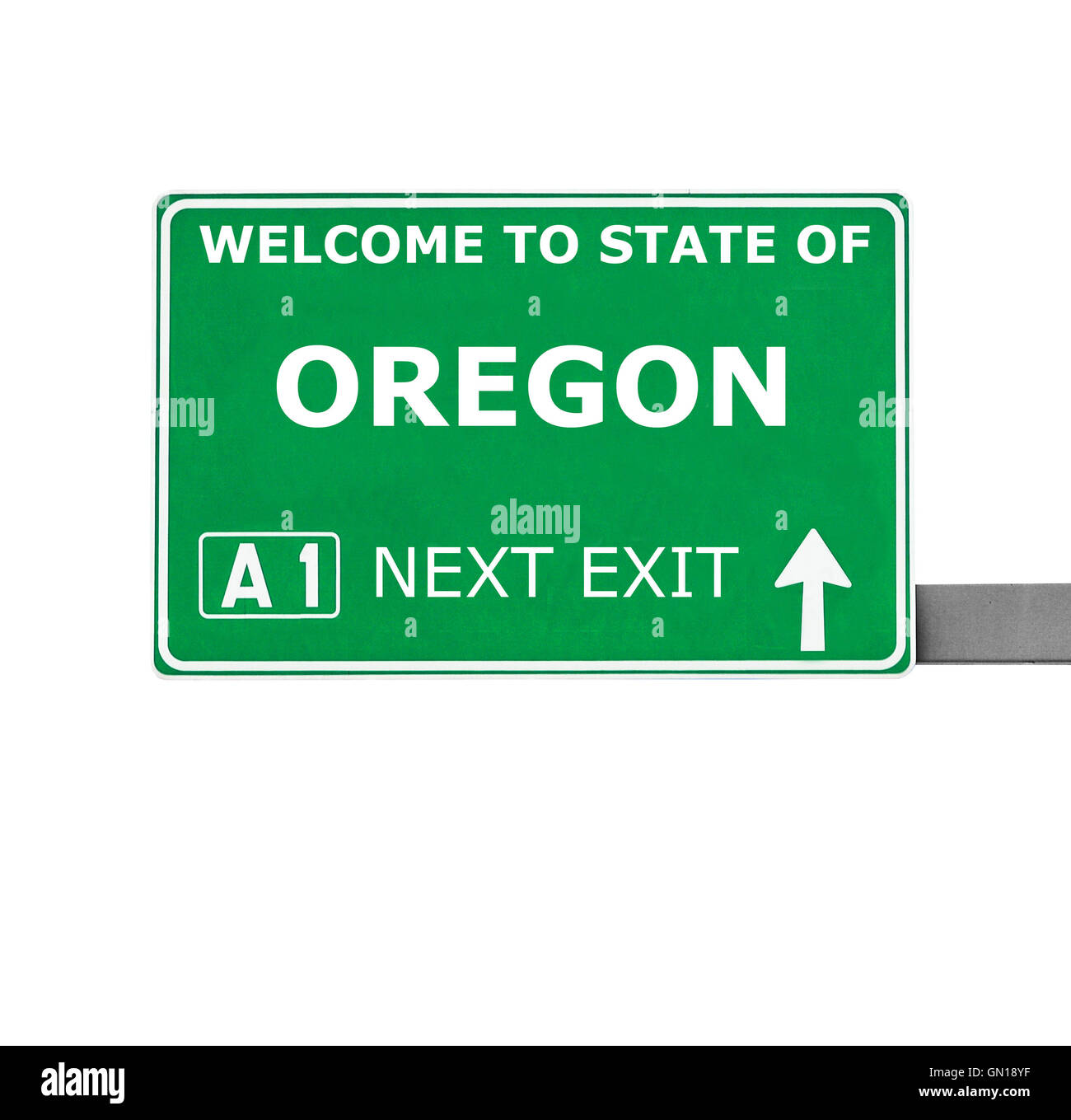 OREGON-Straßenschild isoliert auf weiss Stockfoto