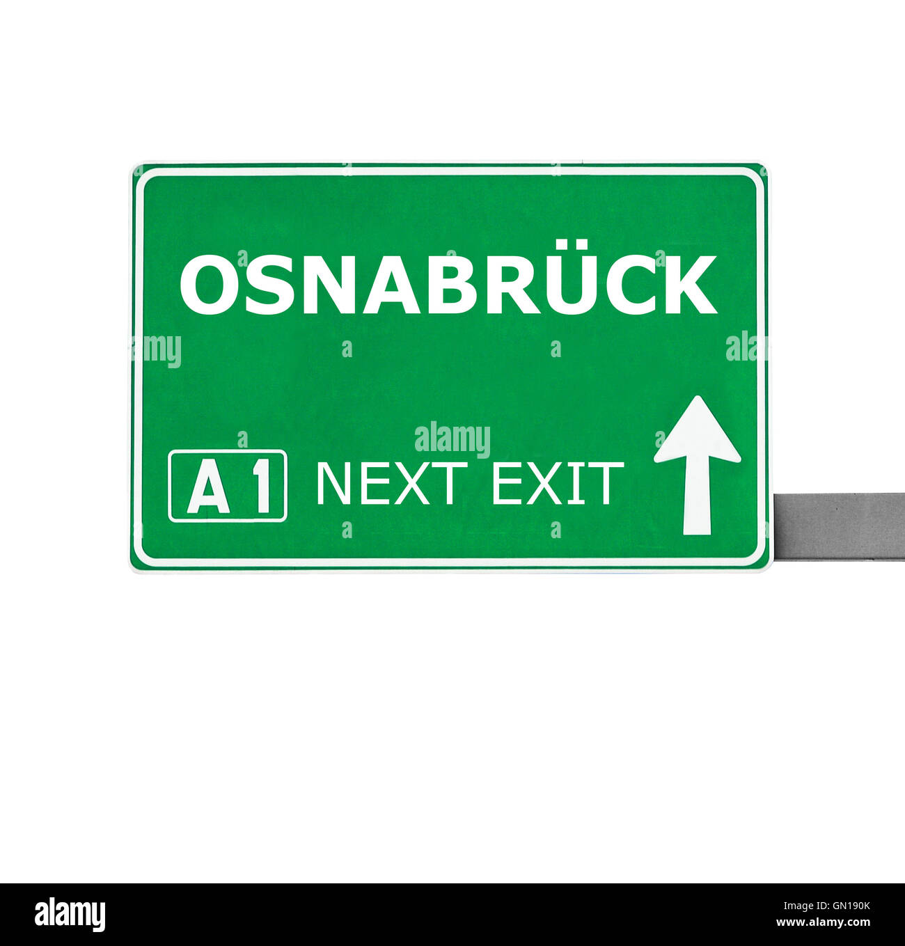 Osnabrück-Straßenschild isoliert auf weiss Stockfoto