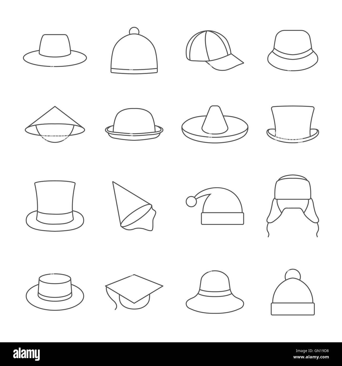 Ikonen-Hüte, Vektor-Illustration. Stock Vektor
