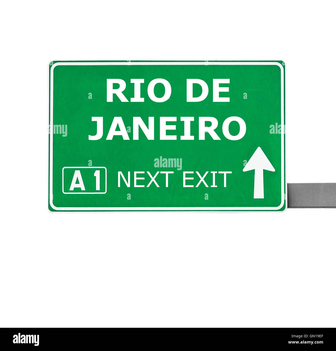 RIO DE JANEIRO Straßenschild isoliert auf weiss Stockfoto