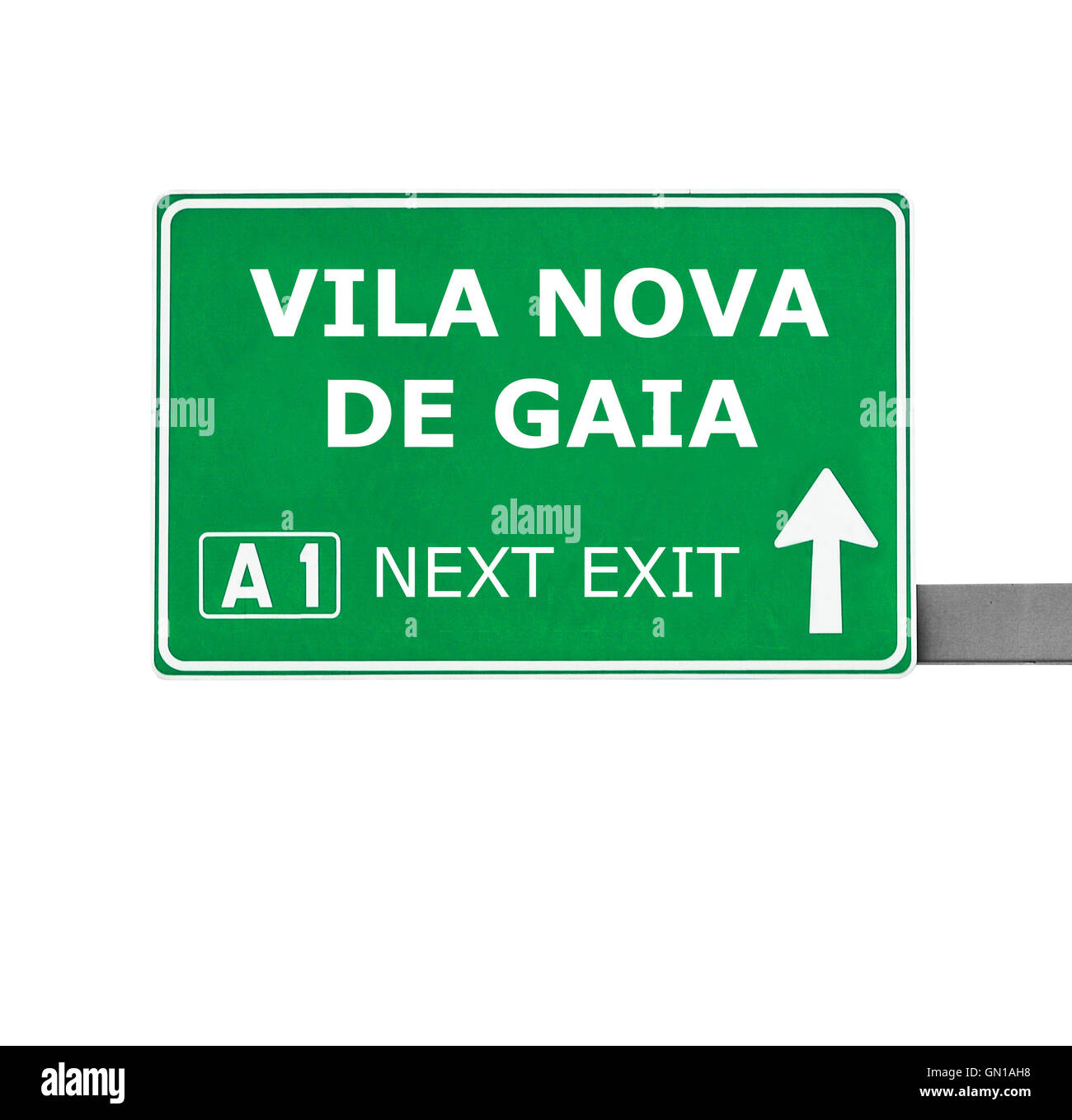 VILA NOVA DE GAIA Straßenschild isoliert auf weiss Stockfoto