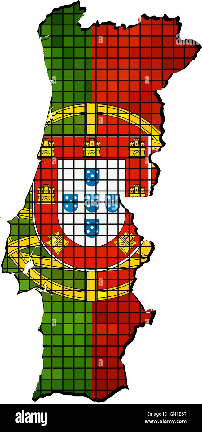 Portugal Karte mit Flagge im Inneren Stock Vektor