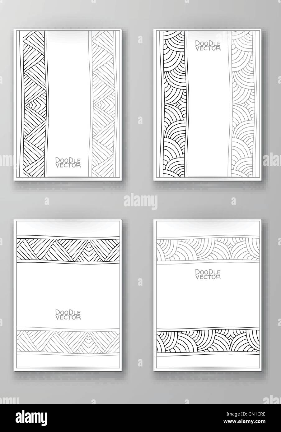 Broschüre mit handgezeichneten Doodle Grenze. Stock Vektor