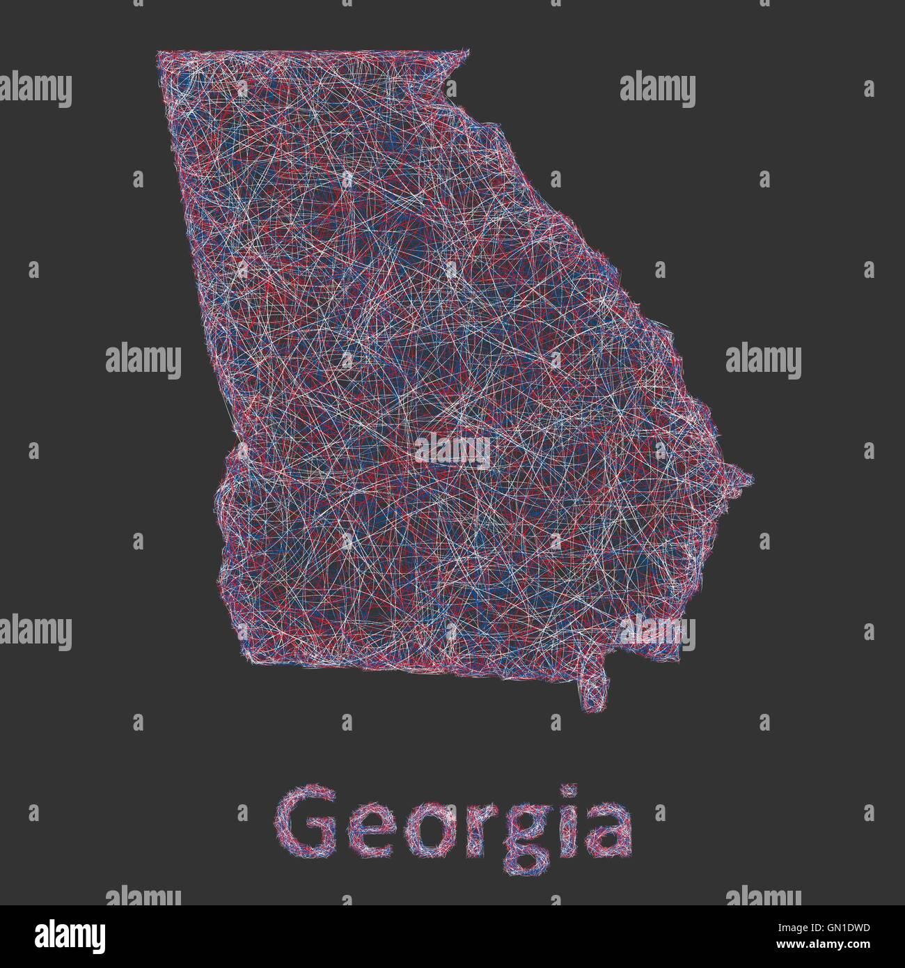 Georgien-Linie Art Karte Stock Vektor