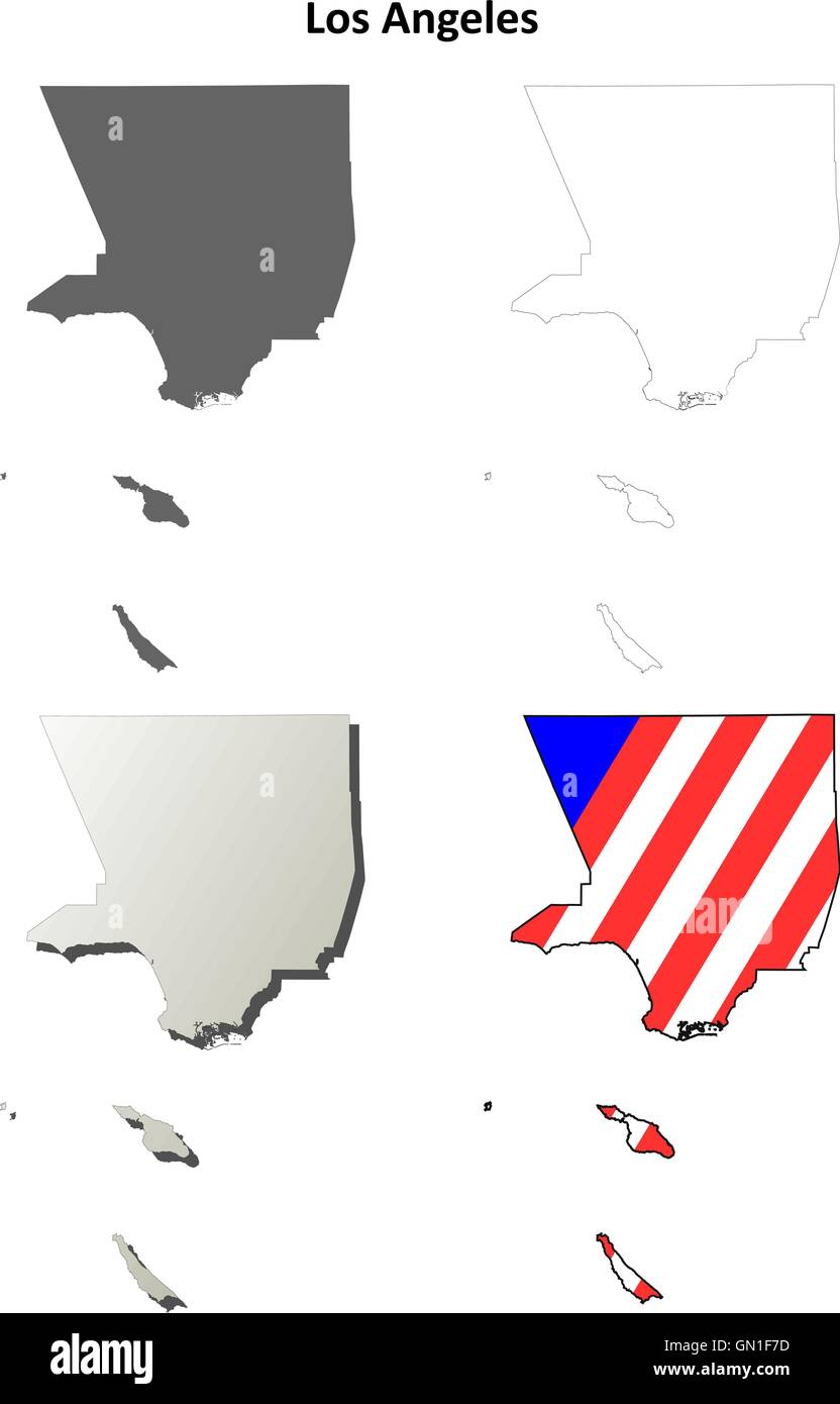 Los Angeles County, Kalifornien Umriss Karte gesetzt Stock Vektor