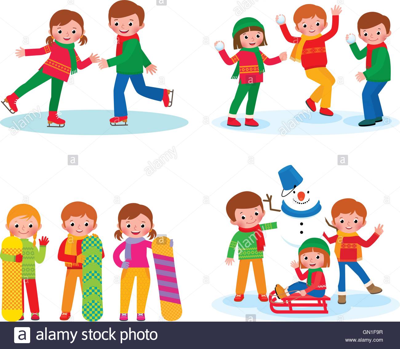 Set Fur Kinder Aktivitaten Winter Stock Vektorgrafik Alamy