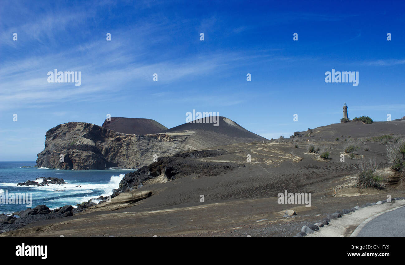 Ponta Dos Capelhinos Vulkan, Faial, Azoren. Vulkanlandschaft auf der portugiesischen Insel Faial auf den Azoren Stockfoto