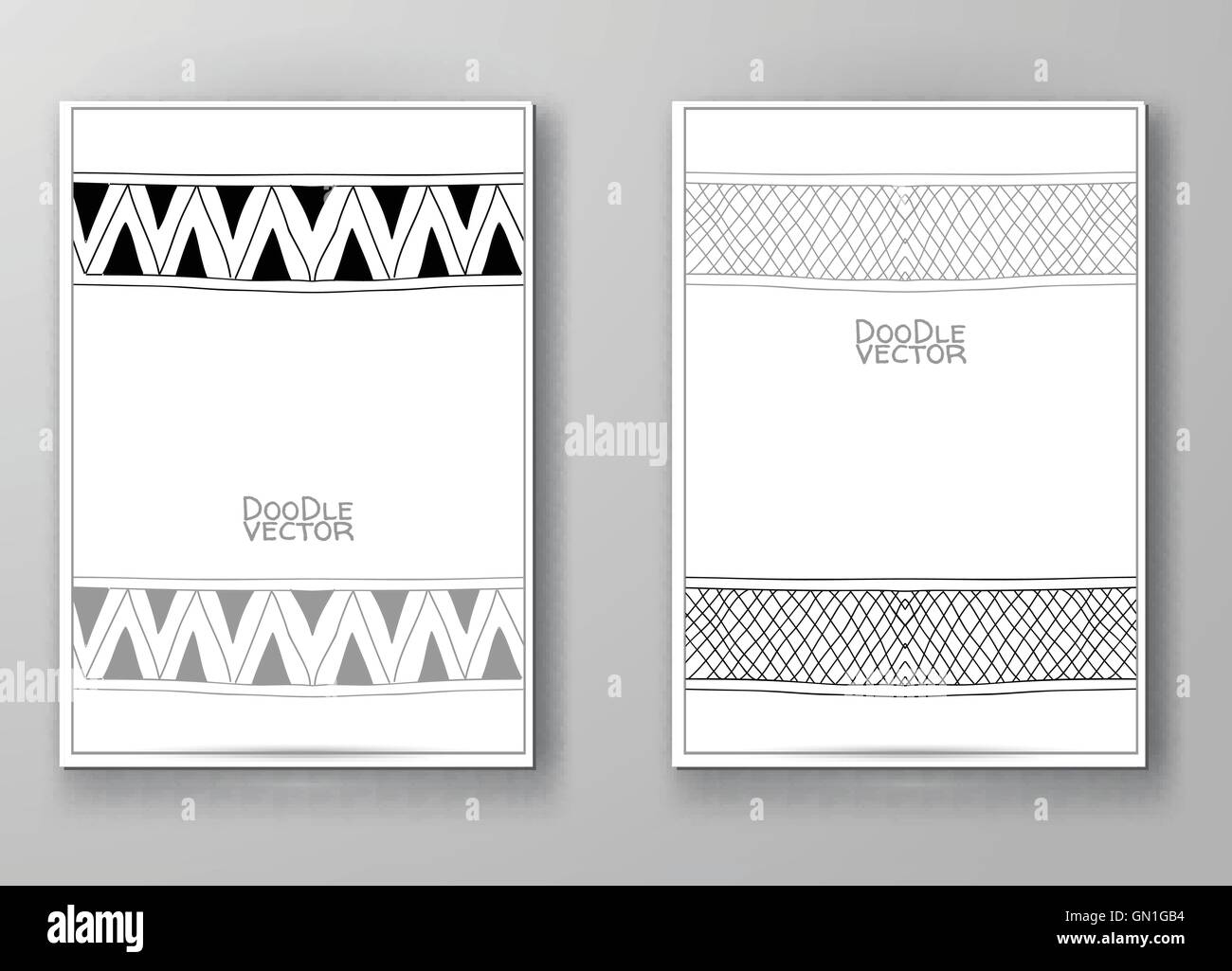 Broschüre mit handgezeichneten Doodle Grenze. Stock Vektor