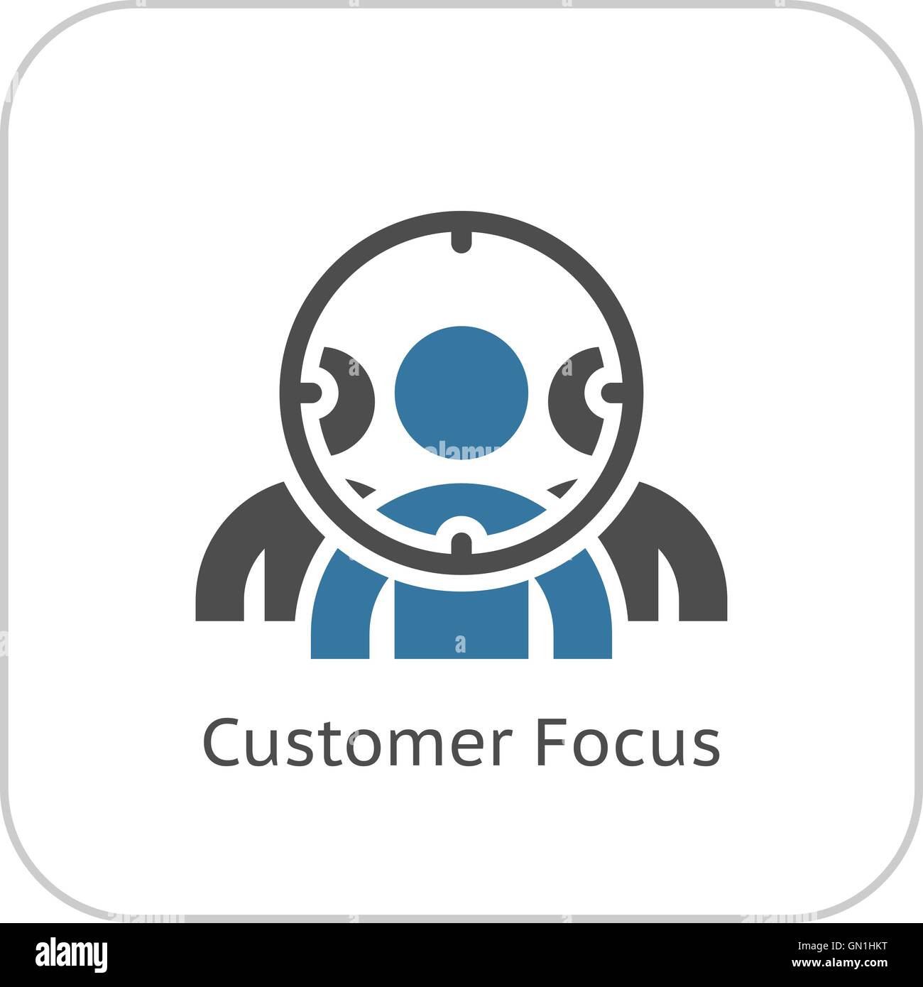 Kunden-Fokus-Symbol. Flaches Design. Stock Vektor