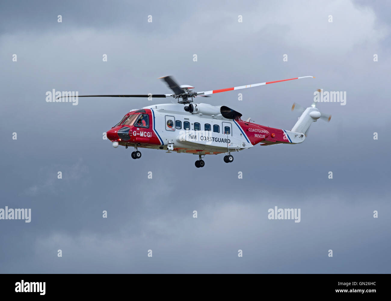 Sikorsky S-92A Küstenwache SAR Hubschrauber (G-MCGI) Sitz in Inverness. SCO 11.200. Stockfoto