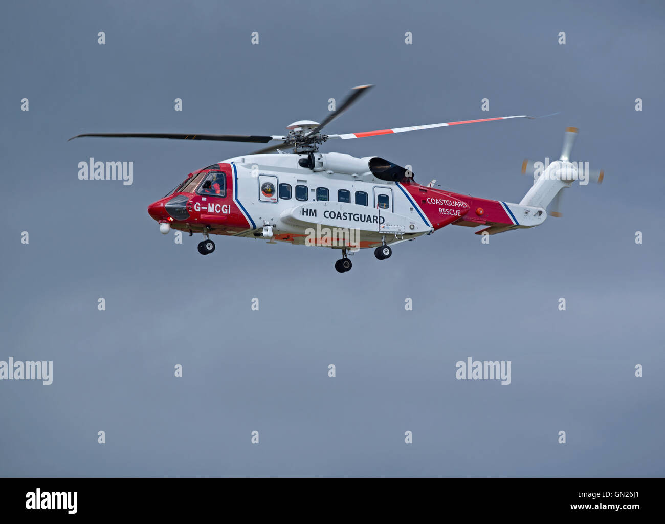 Sikorsky S-92A Küstenwache SAR Hubschrauber (G-MCGI) Sitz in Inverness. SCO 11.201. Stockfoto