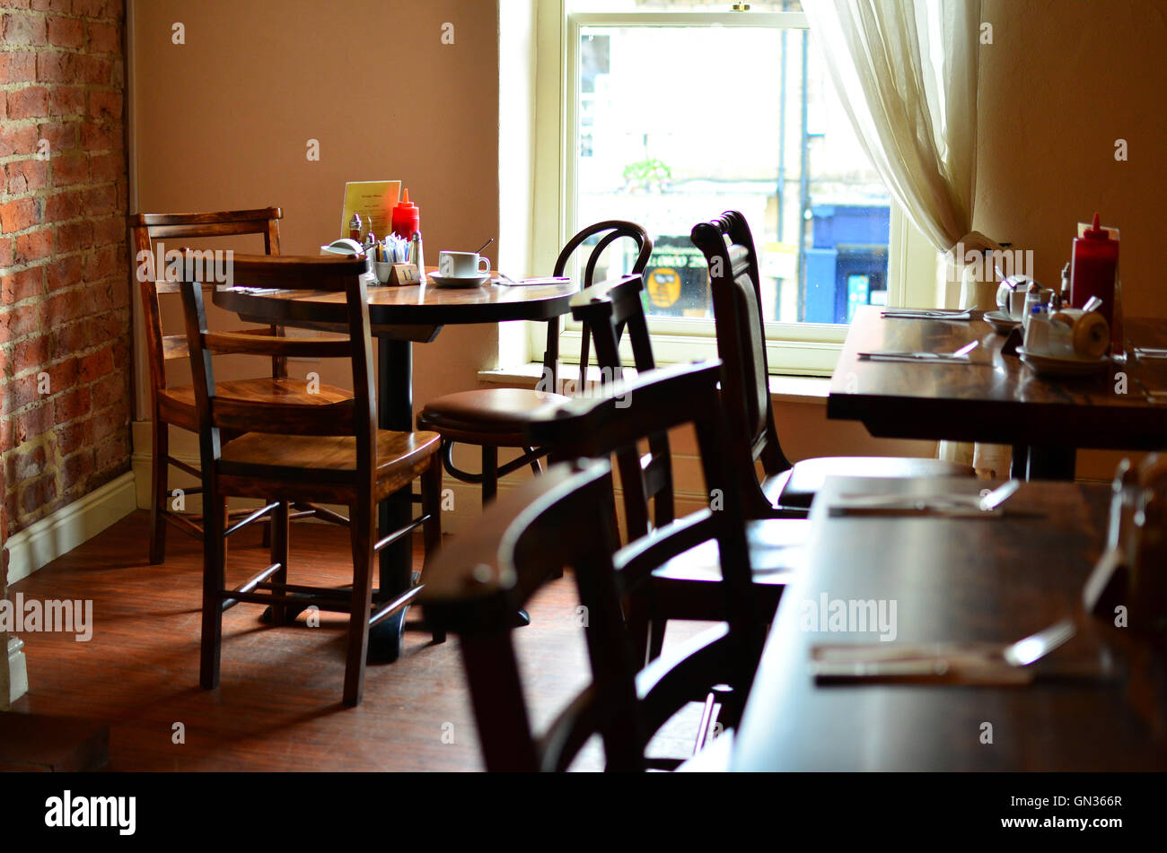 Leere Cafe in Pickering North Yorkshire England UK Stockfoto