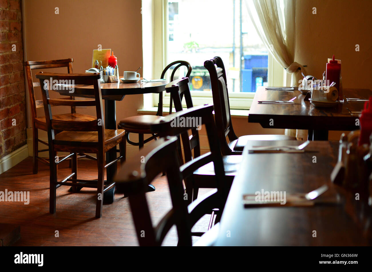 Leere Cafe in Pickering North Yorkshire England UK Stockfoto