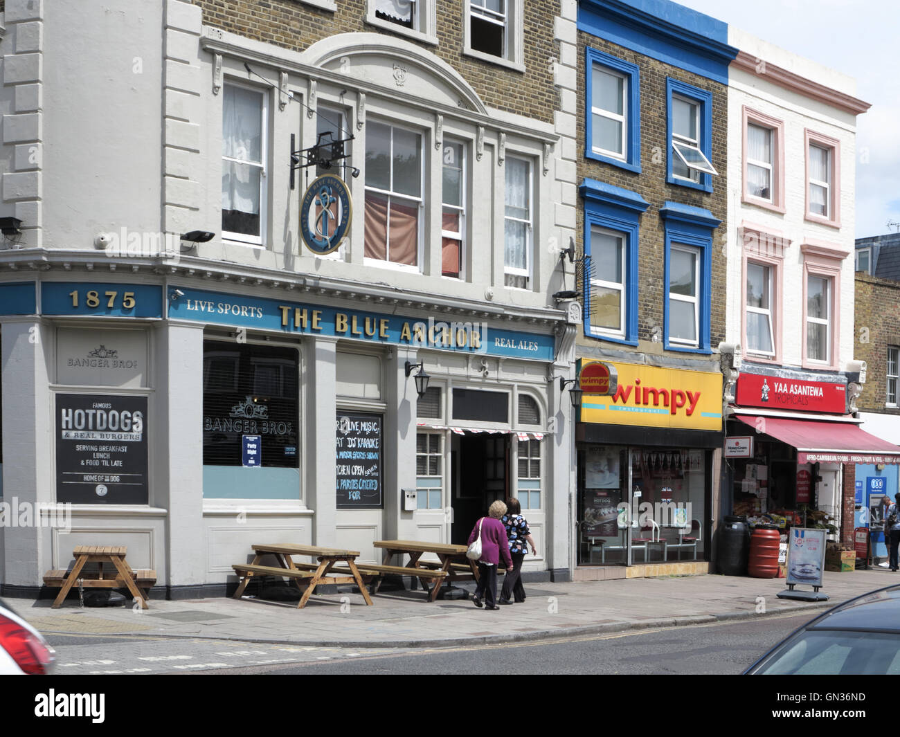 Die blauen Anker, Southwark Park Road, Bermondsey Stockfoto