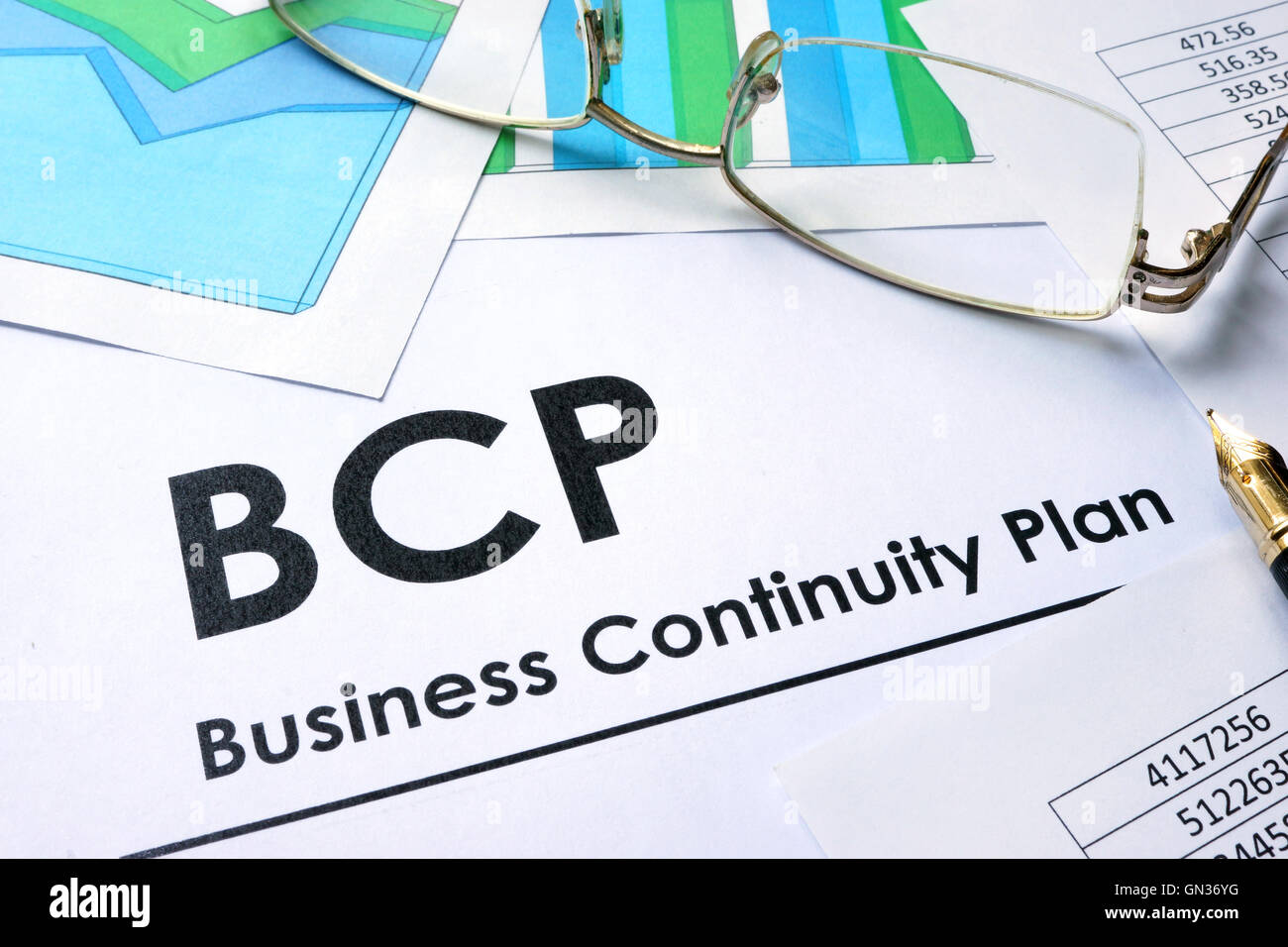 Papier mit Worten BCP Business Continuity Plan Stockfoto