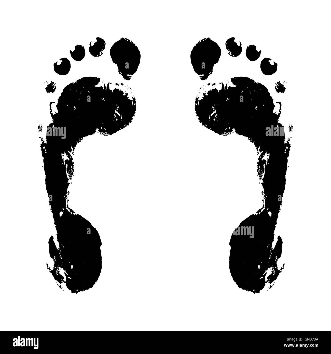 Echte Fuß Abdruck. Platzbedarf und Fuß Schritte foot print Vektor und illustration Stockfoto