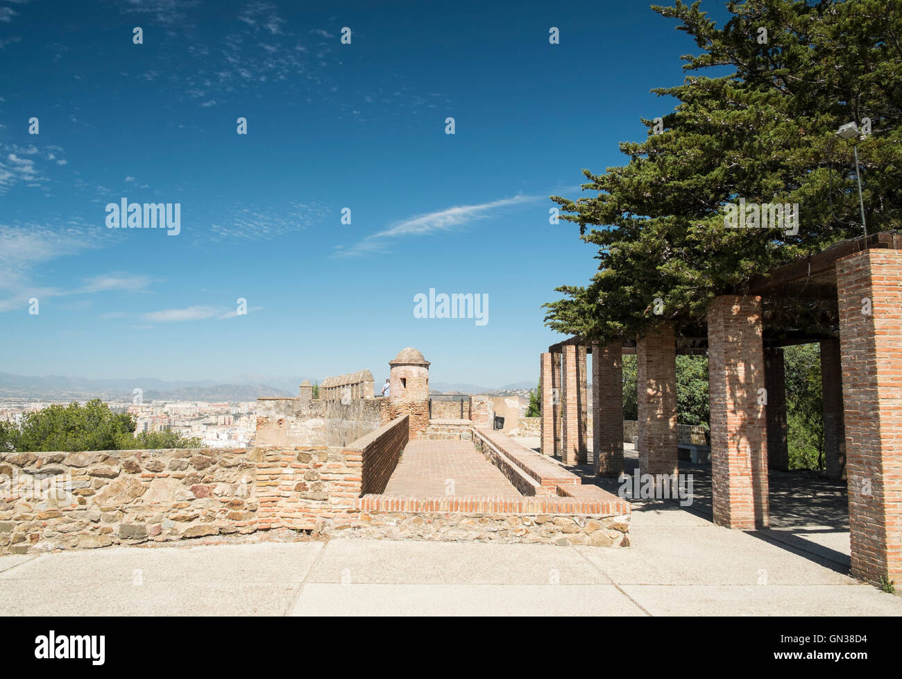 Gibralfaro Burg (Castillo de Gibralfaro). Málaga, Andalusien, Spanien. Stockfoto