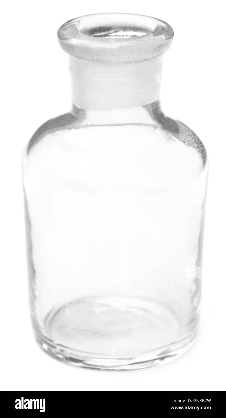 Reagenzienflasche auf weißem Hintergrund Stockfoto