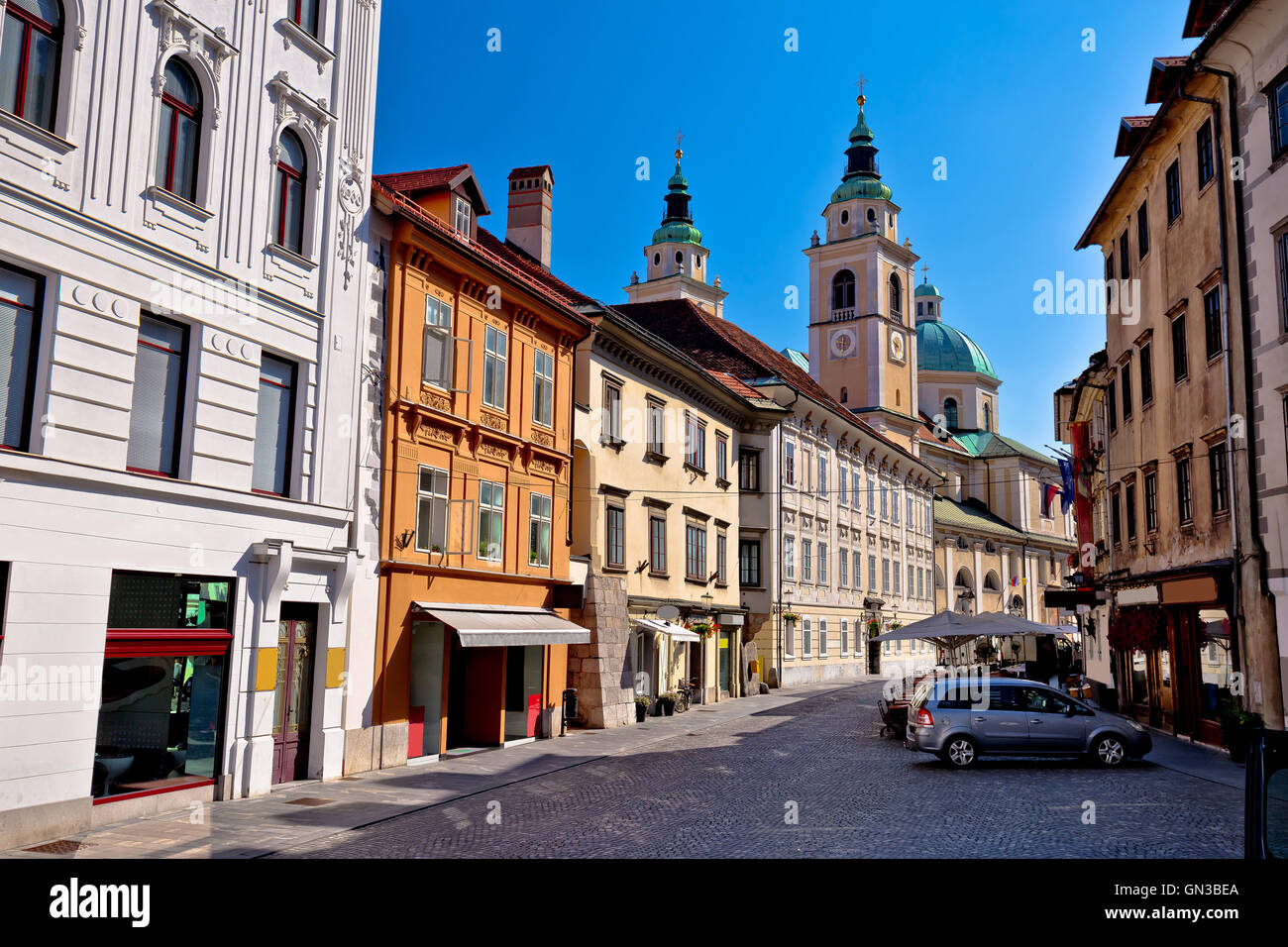 Alte Stadt von Ljubljana Street und Architektur, Hauptstadt des Slovebia Stockfoto