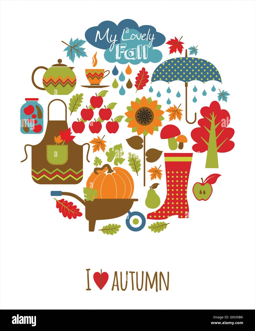 Herbst Hintergrund. Set-Design-Element. Stock Vektor