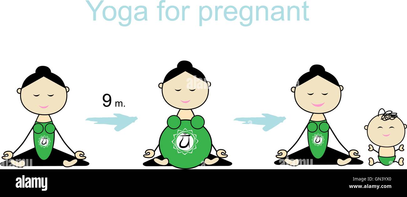 Schwangeren Yoga, Frauen-Gruppe für Ihr design Stock Vektor