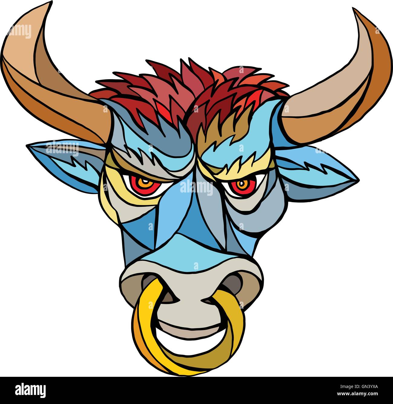 Angry Bull Head Mosaik Stock Vektor