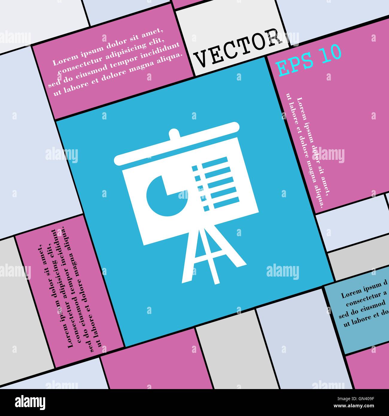 Präsentation-Board Symbol Zeichen. Flache Jugendstil für Ihr Design. Vektor Stock Vektor